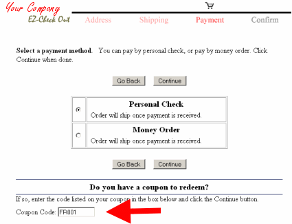 Enter EZ-Coupons at Checkout